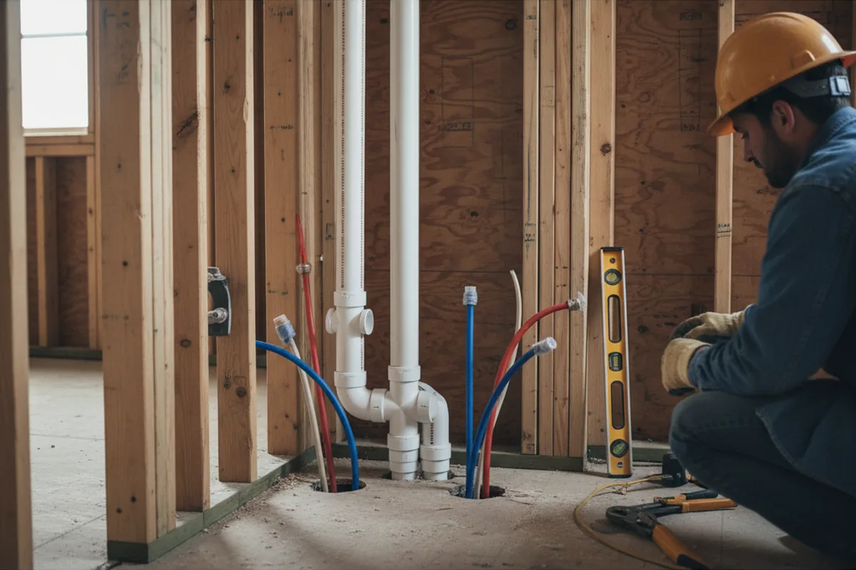 Drain and supply rough-in during Leak Detection in Perry Park